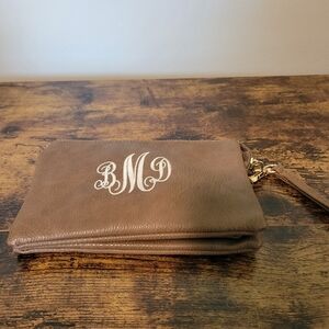 Brown Monogrammed Clutch